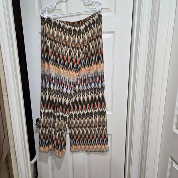 Chicos pants womens size large 2 orange blue palazzo pullon wide leg psychedelic - Picture 5 of 8